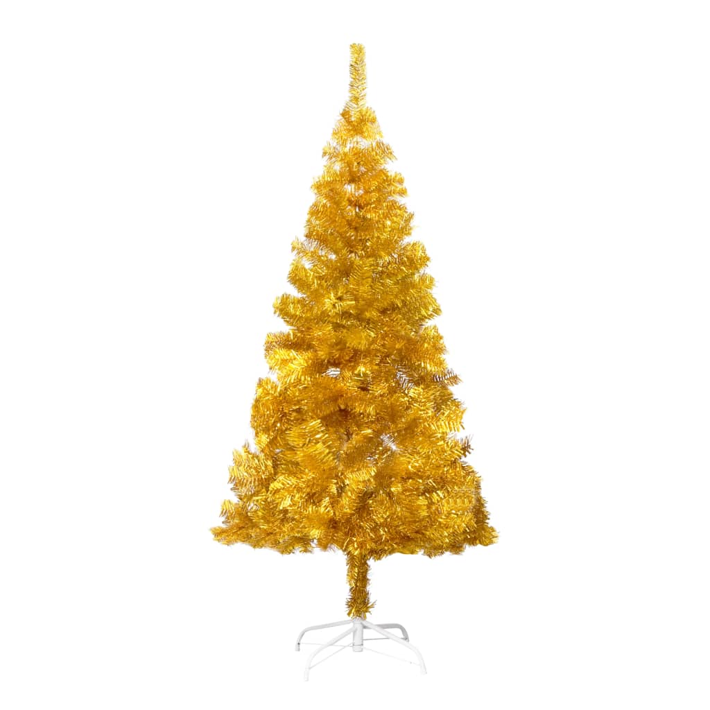 vidaXL aranyszínű PET megvilágított műkarácsonyfa állvánnyal 150 cm