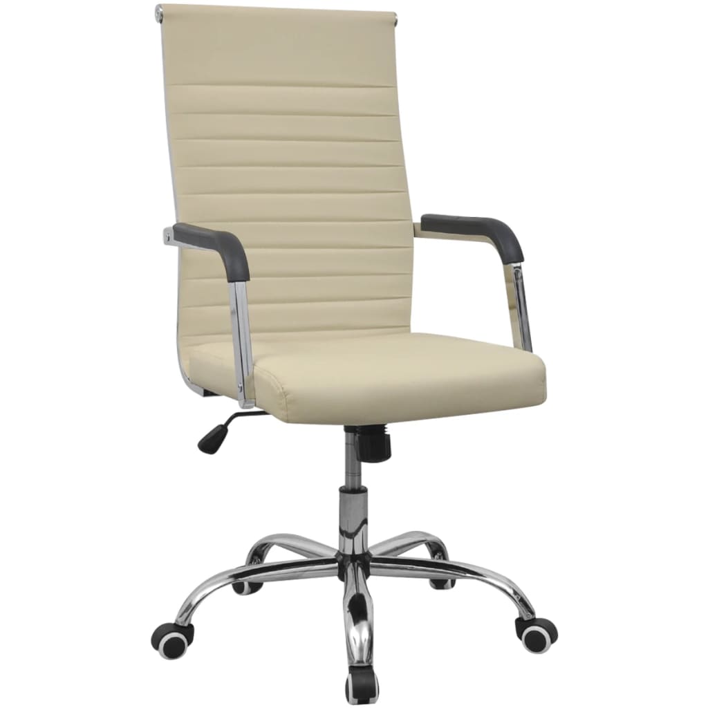 vidaXL krémszínű műbőr irodai szék 55 x 63 cm