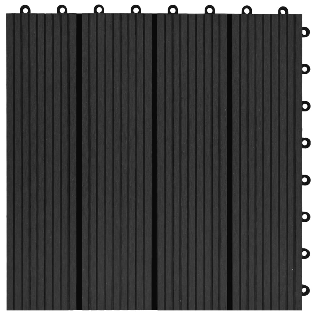 vidaXL 11 db (1 m2) fekete WPC teraszburkoló lap 30 x 30 cm