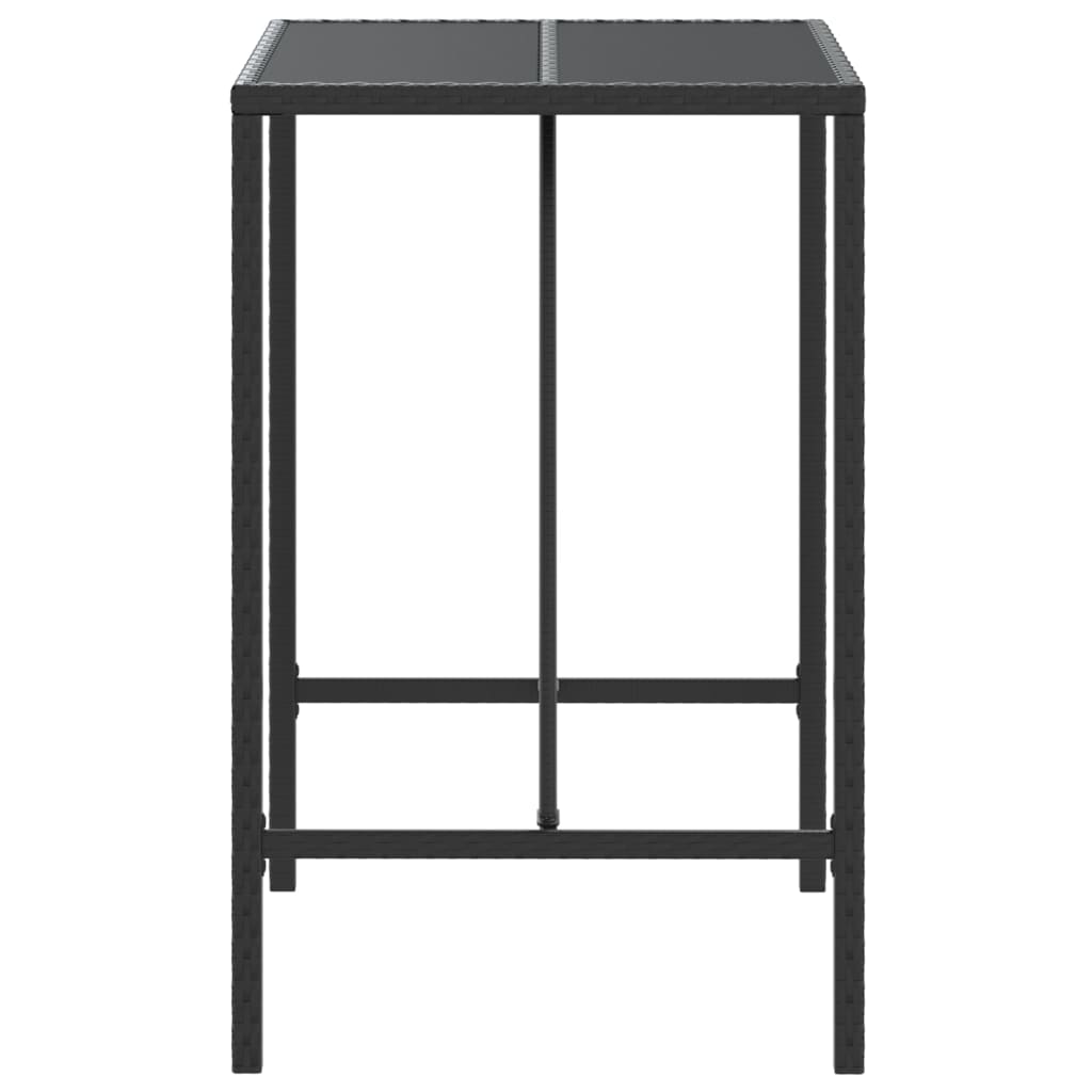 vidaXL fekete polyrattan üveglapos bárasztal 70 x 70 x 110 cm