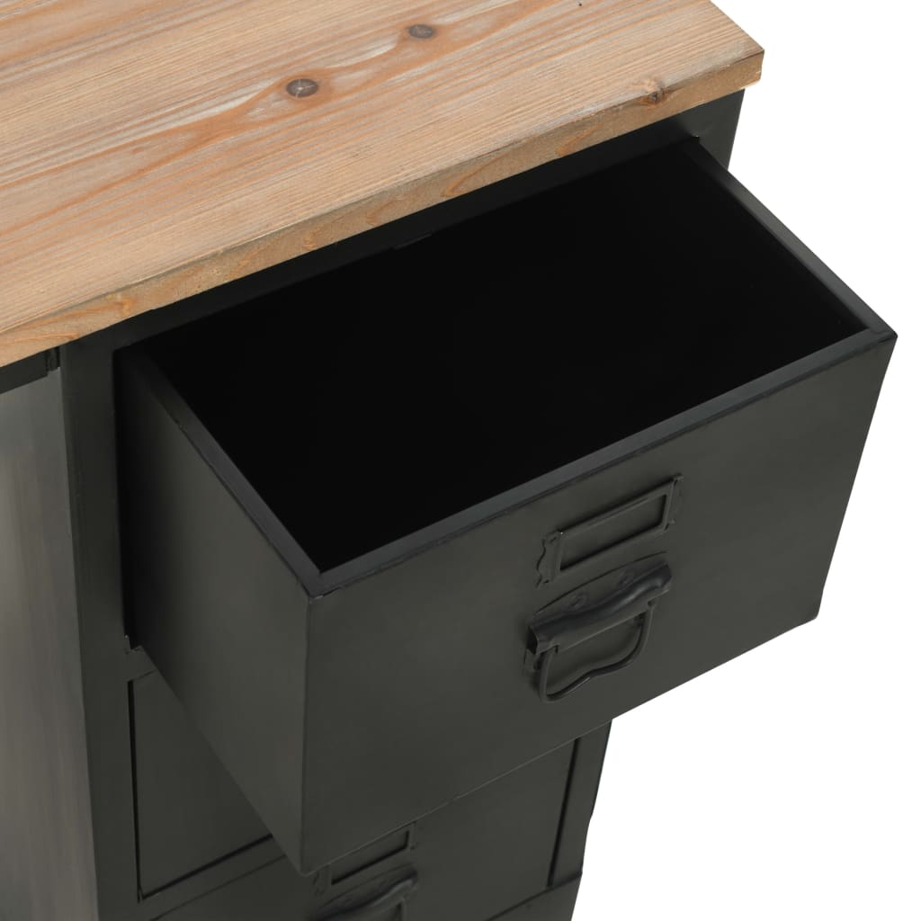 vidaXL szekrényes íróasztal tömör fenyőfából és acélból 100x50x76 cm