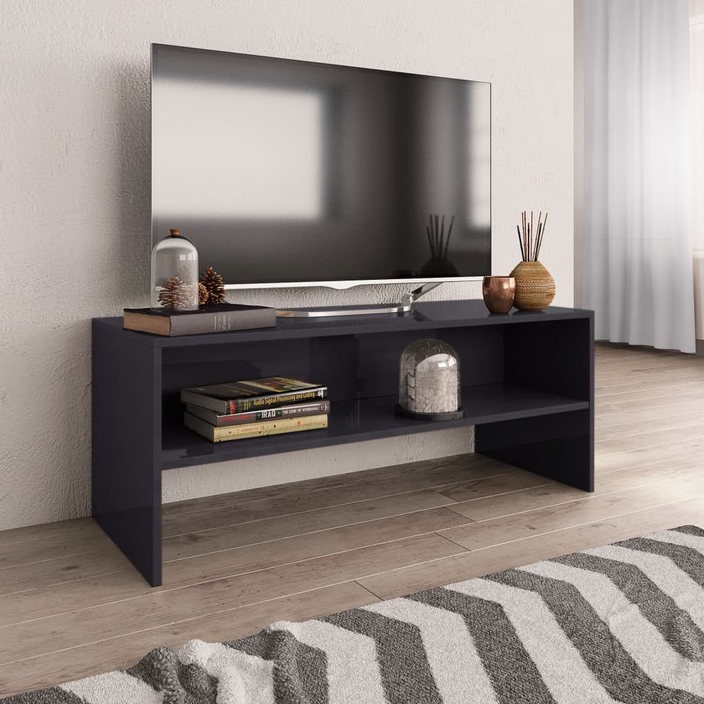 vidaXL magasfényű szürke forgácslap TV-szekrény 100 x 40 x 40 cm