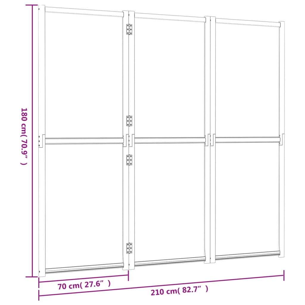 vidaXL fehér 3 paneles térelválasztó 210 x 180 cm