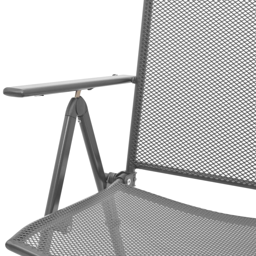 vidaXL 5-részes antracit acél kerti étkezőszett összecsukható székkel