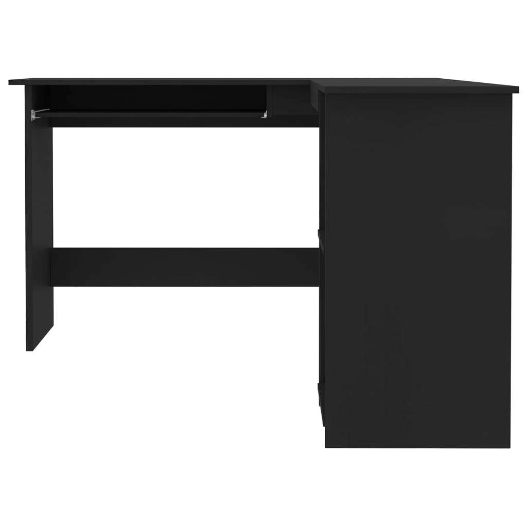 vidaXL fekete forgácslap L-alakú sarok-íróasztal 120 x 140 x 75 cm