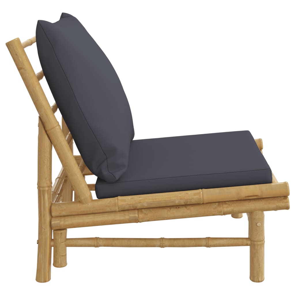 vidaXL 2 db bambusz kerti szék sötétszürke párnákkal