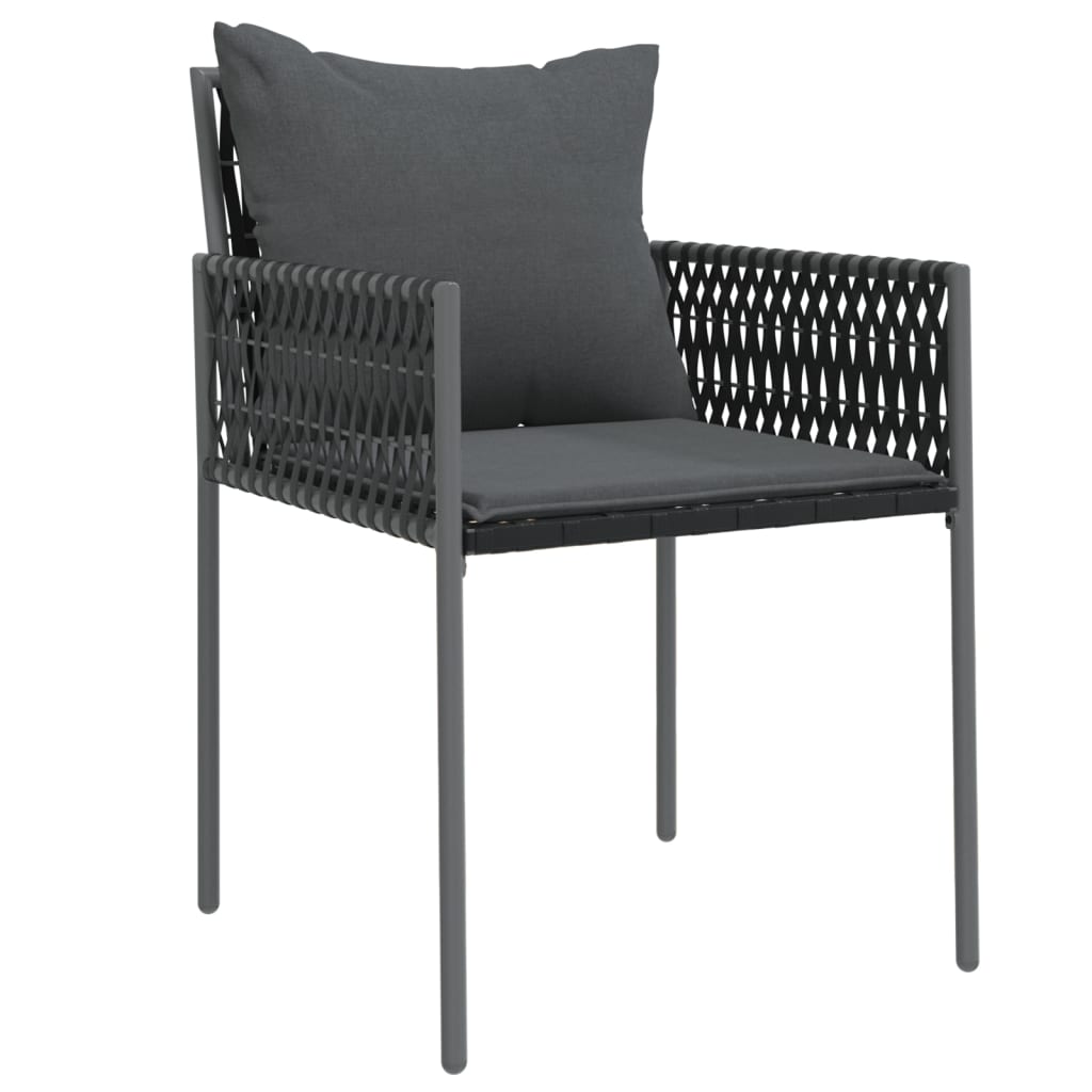 vidaXL 2 db fekete polyrattan kerti szék párnával 54 x 61 x 83 cm