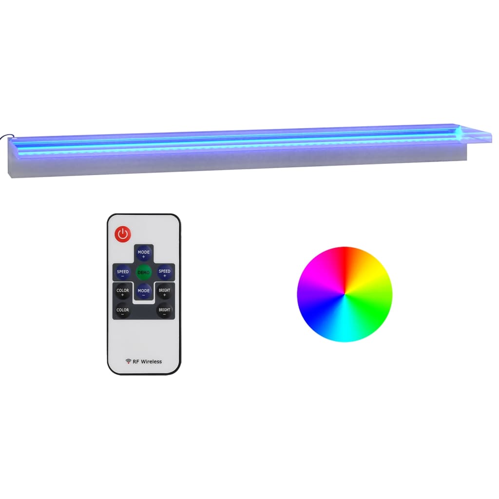 vidaXL rozsdamentes acél vízeséskifolyó RGB LED-ekkel 108 cm