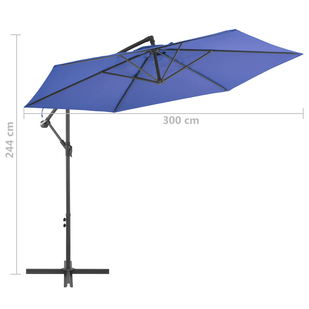 vidaXL kék konzolos napernyő alumíniumrúddal 300 cm