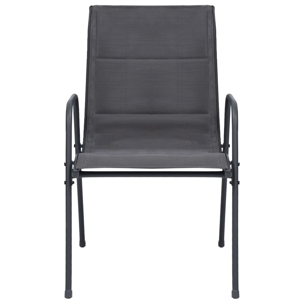 vidaXL 6 db antracitszürke rakásolható acél és textilén kerti szék