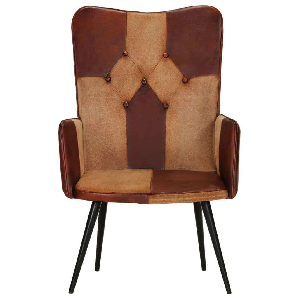 vidaXL barna valódi bőr szárnyas szék