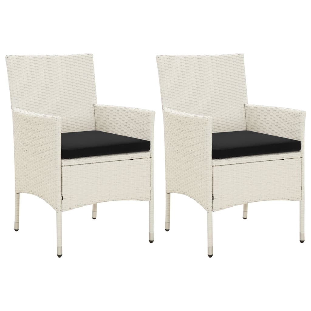 vidaXL 2 db fehér polyrattan kerti szék párnával