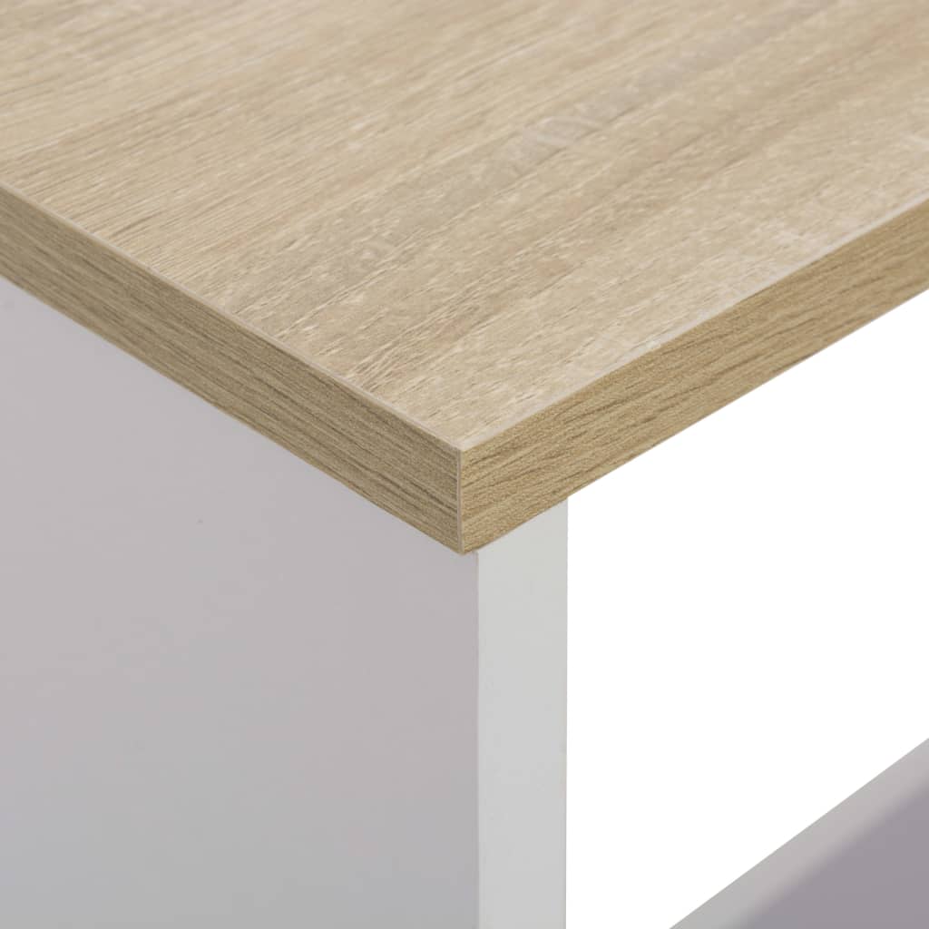 vidaXL fehér és tölgyszínű bárasztal 2 asztallappal 130 x 40 x 120 cm