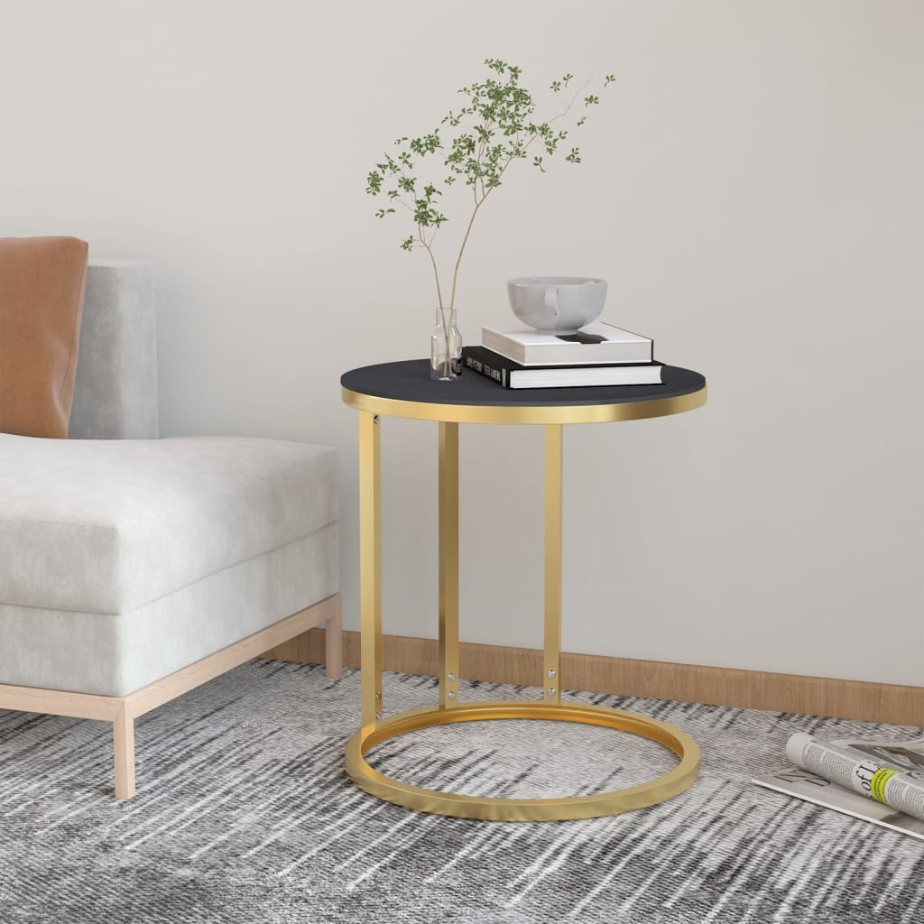 vidaXL arany-fekete edzett üveg kisasztal 45 cm