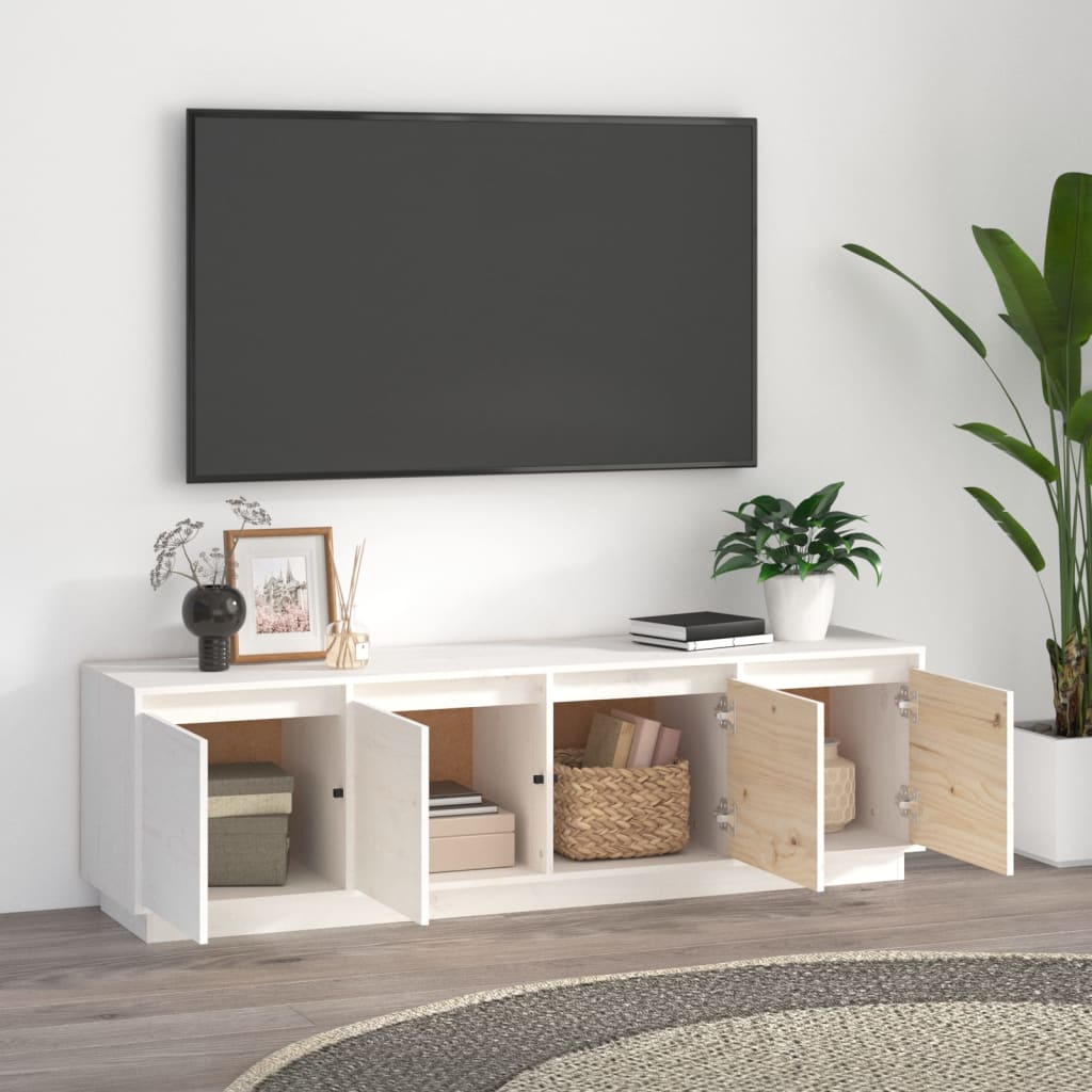 vidaXL fehér tömör fenyőfa TV-szekrény 156 x 37 x 45 cm