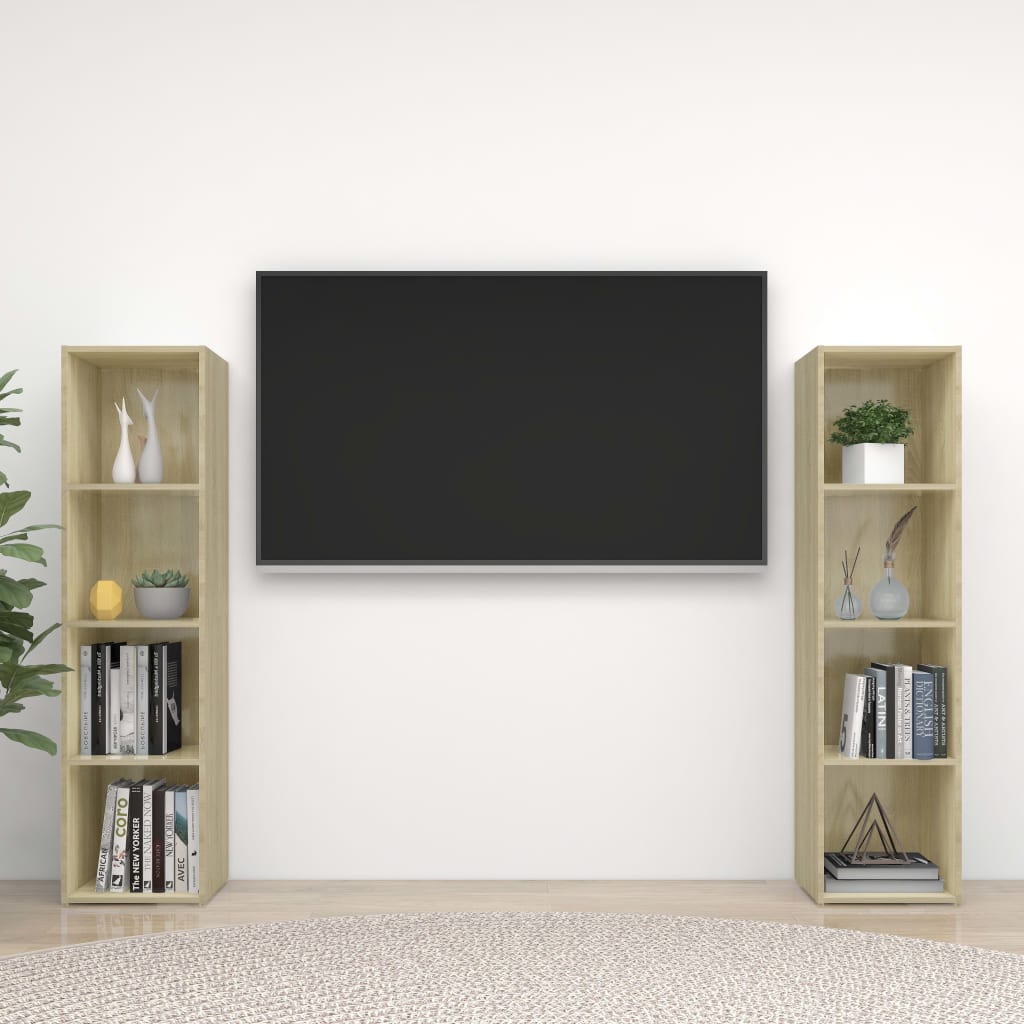 vidaXL 2 db sonoma-tölgyszínű forgácslap TV-szekrény 142,5x35x36,5 cm