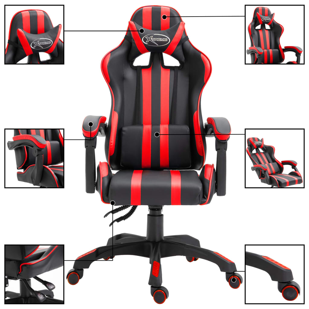 vidaXL piros műbőr gamer szék