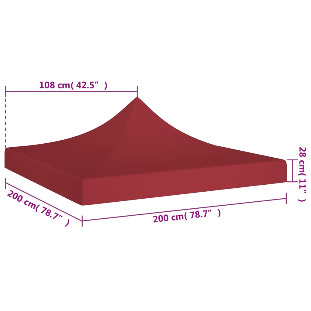 vidaXL burgundi vörös tető partisátorhoz 2 x 2 m 270 g/m²