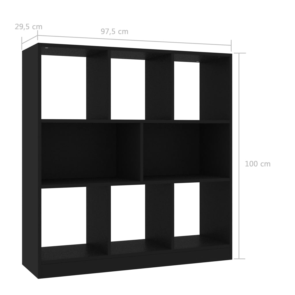 vidaXL fekete forgácslap könyvszekrény 97,5 x 29,5 x 100 cm