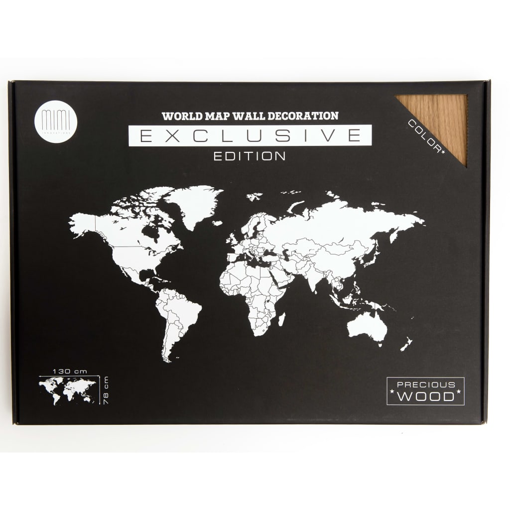 MiMi Innovations Exclusive diófa világtérkép falidísz 130 x 78 cm