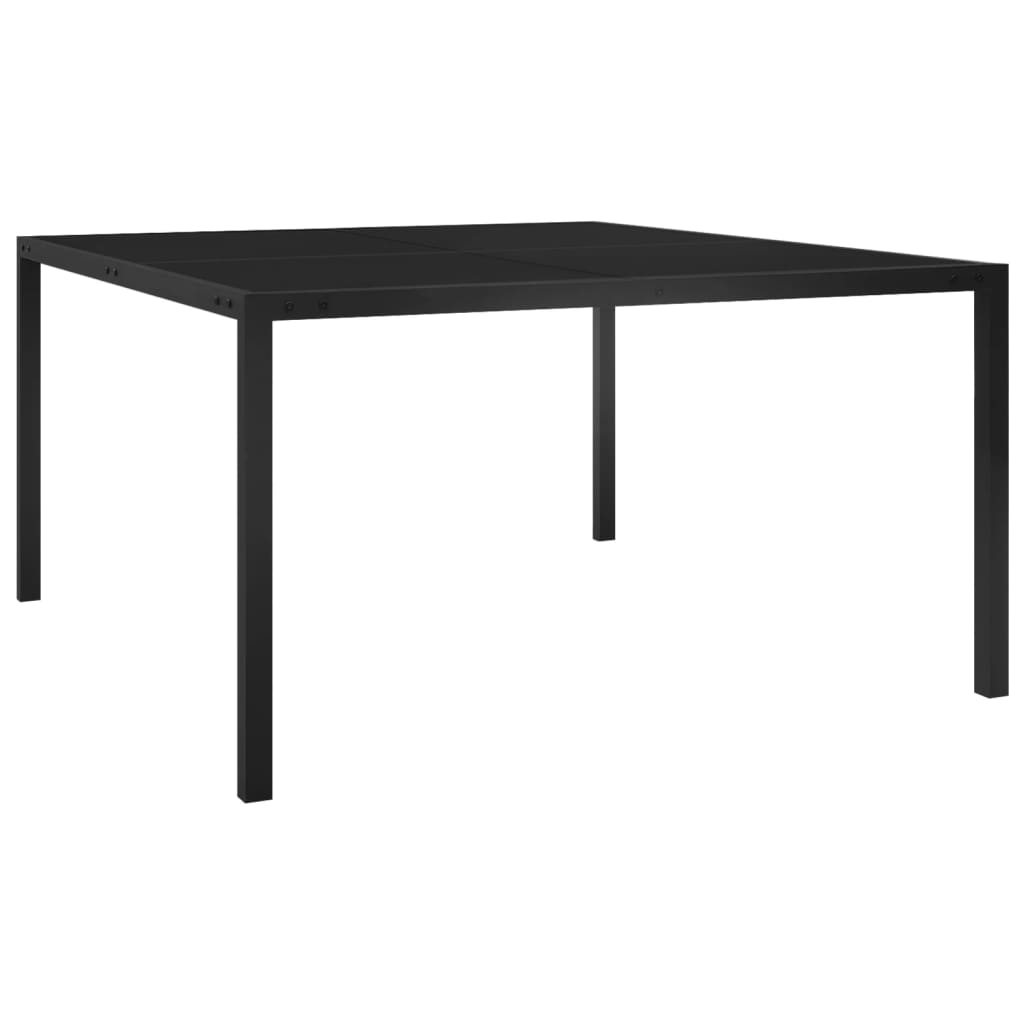 vidaXL fekete acél és üveg kerti asztal 130 x 130 x 72 cm