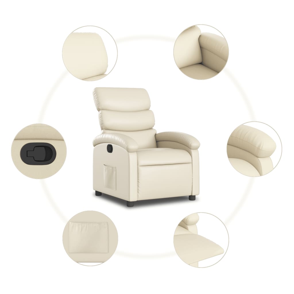 vidaXL krémszínű műbőr dönthető fotel