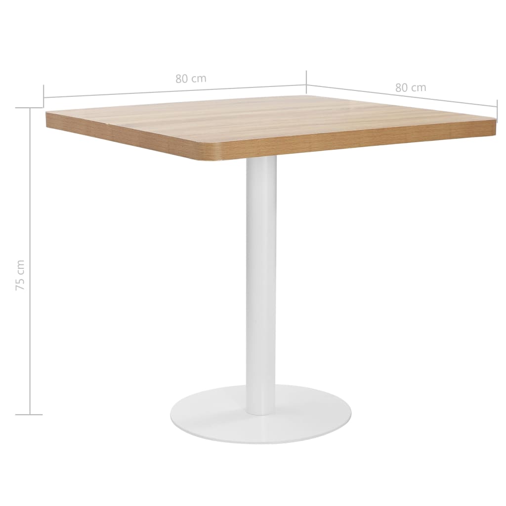 vidaXL világosbarna MDF bisztróasztal 80 x 80 cm