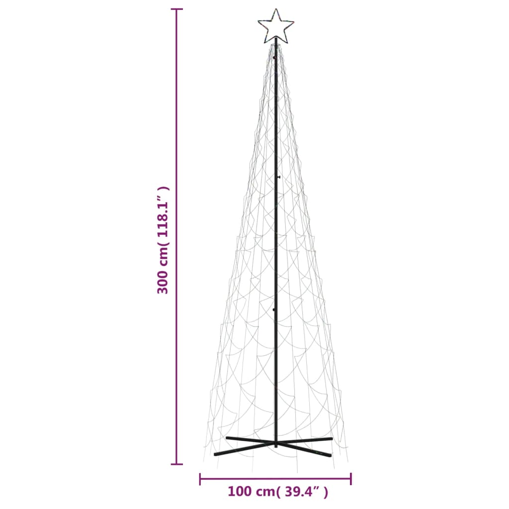 vidaXL kúp alakú karácsonyfa 500 színes LED-del 100 x 300 cm