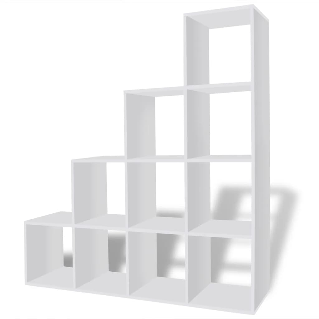 vidaXL fehér lépcsős könyvespolc/vitrines polc 142 cm