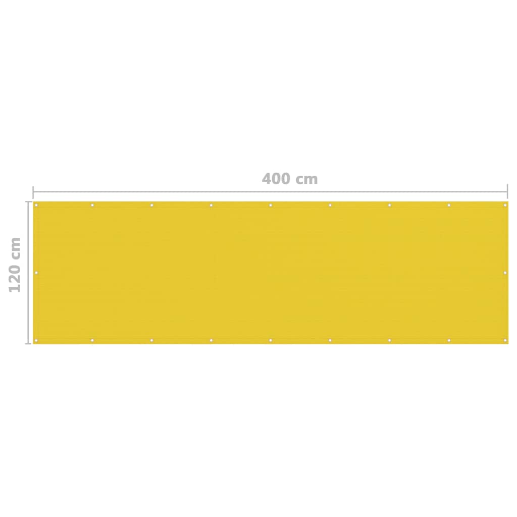vidaXL sárga HDPE erkélytakaró 120 x 400 cm