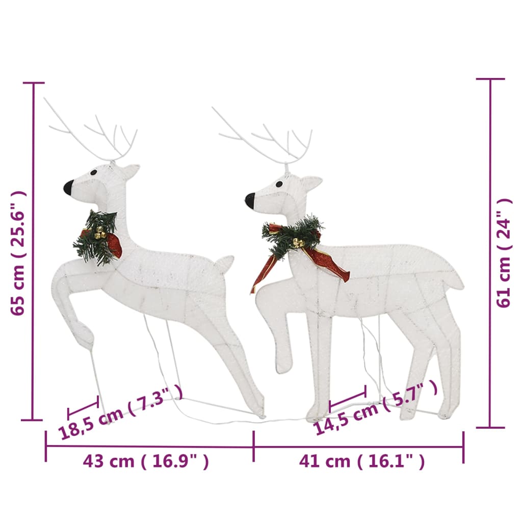 vidaXL fehér rénszarvas és szán karácsonyi dekoráció 140 LED-del
