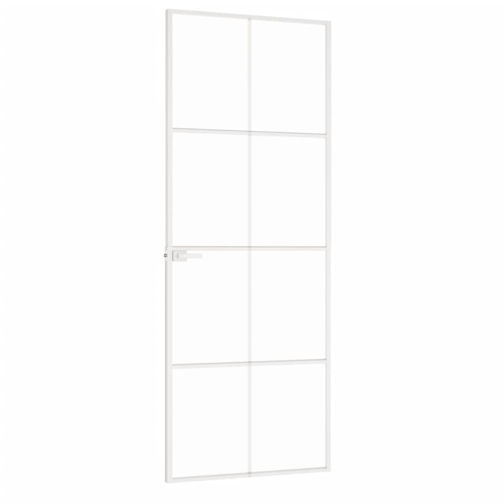 vidaXL fehér edzett üveg és alumínium vékony beltéri ajtó 76x201,5 cm