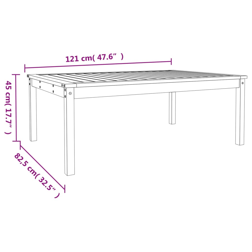 vidaXL tömör douglas fa kerti asztal 121x82,5x45 cm