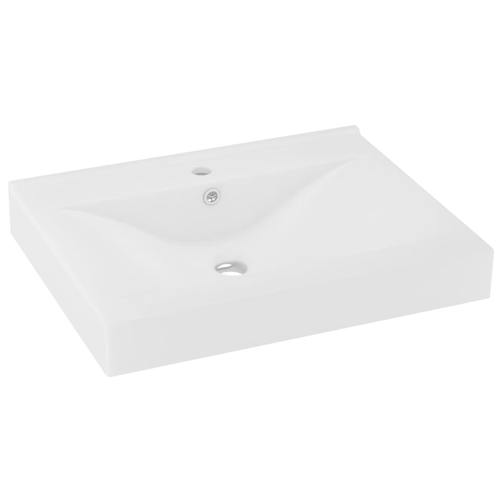 vidaXL matt fehér kerámia luxus mosdókagyló csaptelepfurattal 60x46 cm