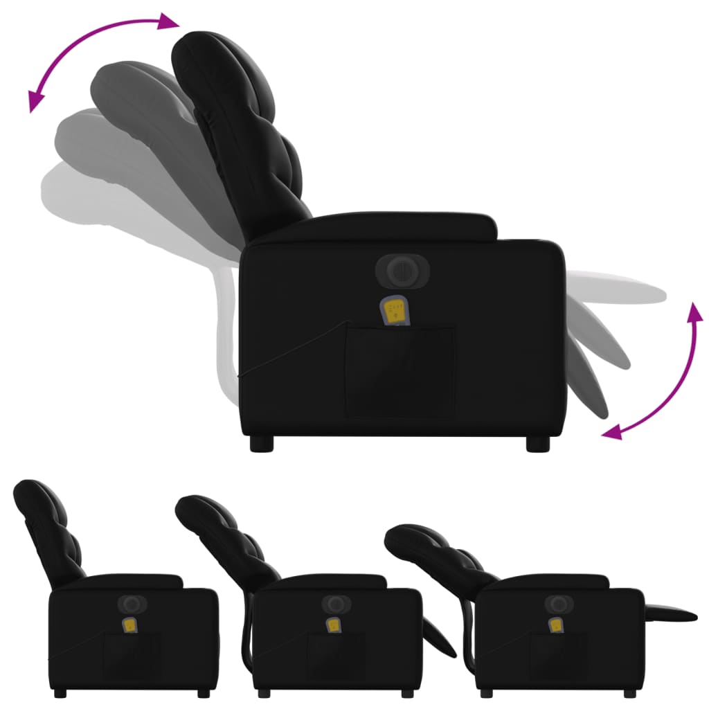 vidaXL elektromos fekete műbőr felállást segítő dönthető masszázsfotel