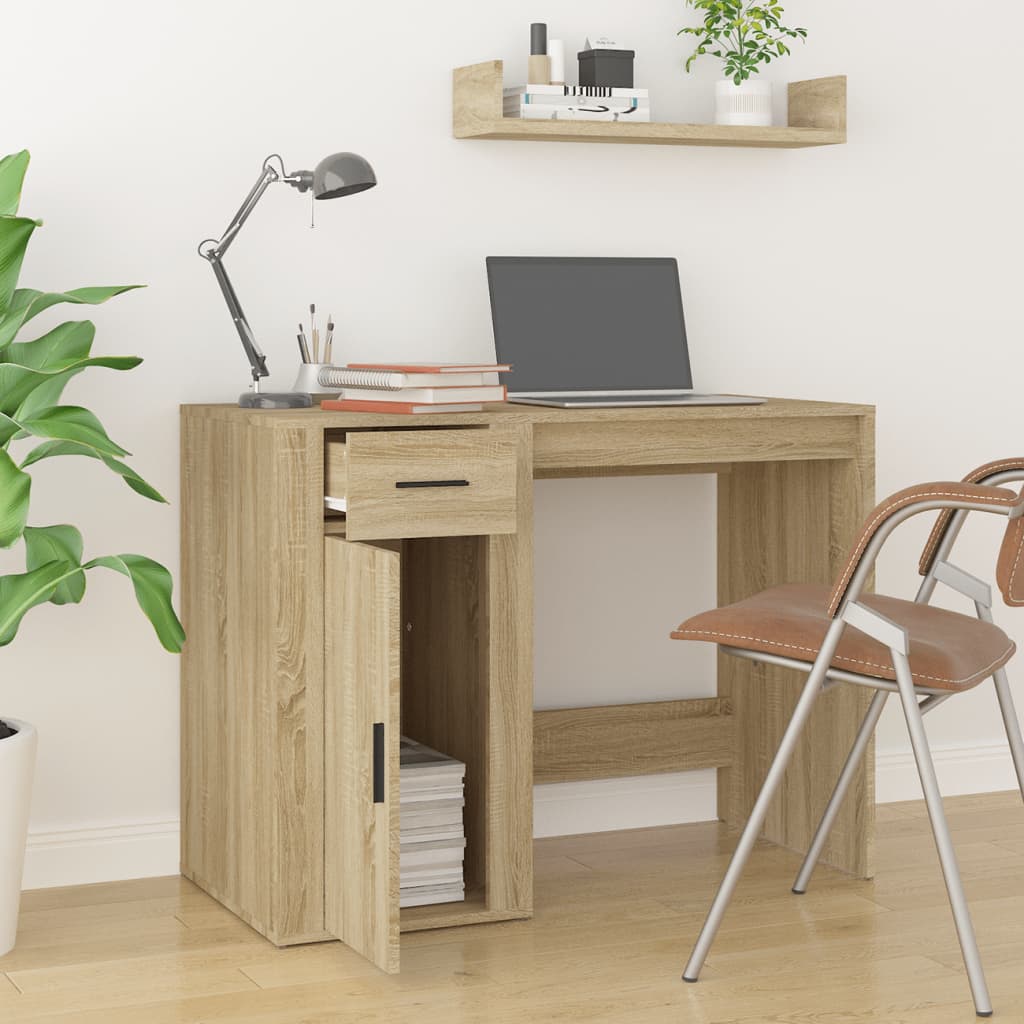 vidaXL sonoma-tölgyszínű szerelt fa íróasztal 100 x 49 x 75 cm