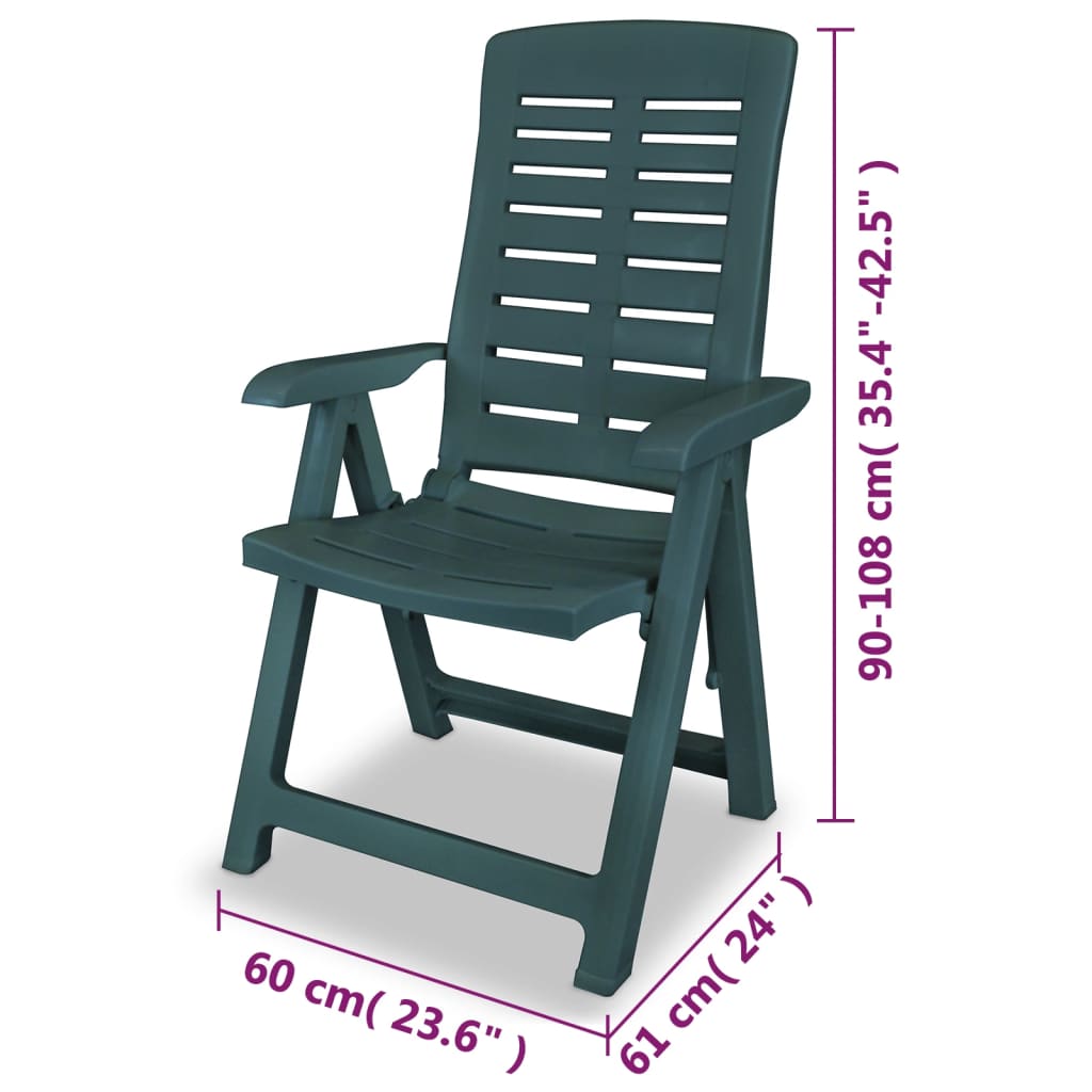vidaXL 4 db zöld dönthető műanyag kerti szék
