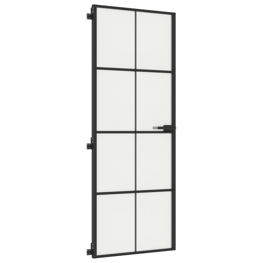 vidaXL fekete edzett üveg és alumínium vékony beltéri ajtó 76x201,5 cm