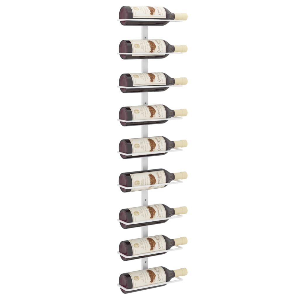vidaXL fehér vas falra szerelhető bortartó állvány 9 palacknak
