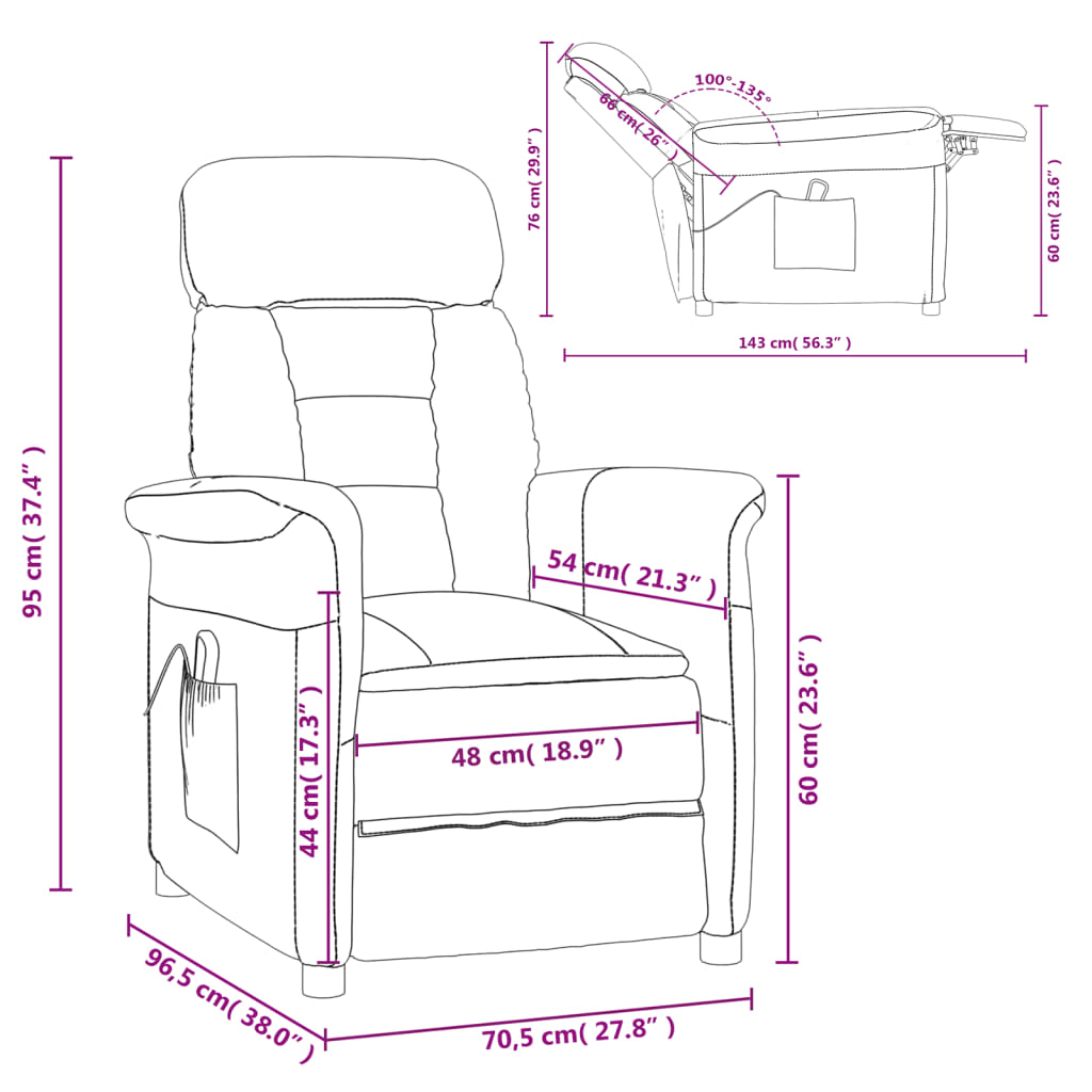 vidaXL piros műbőr dönthető elektromos fotel