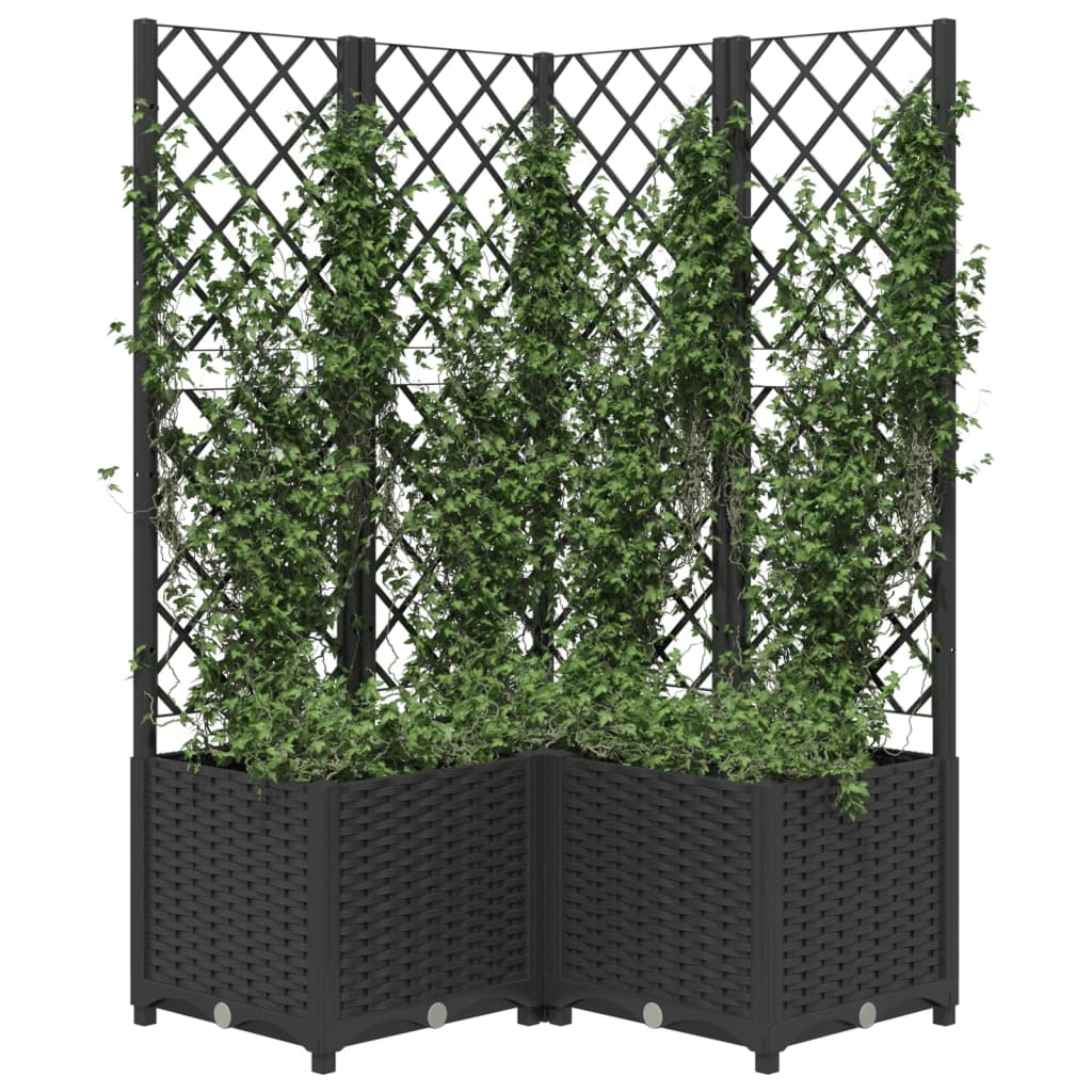 vidaXL fekete polipropilén rácsos kerti ültetőláda 80 x 80 x 136 cm