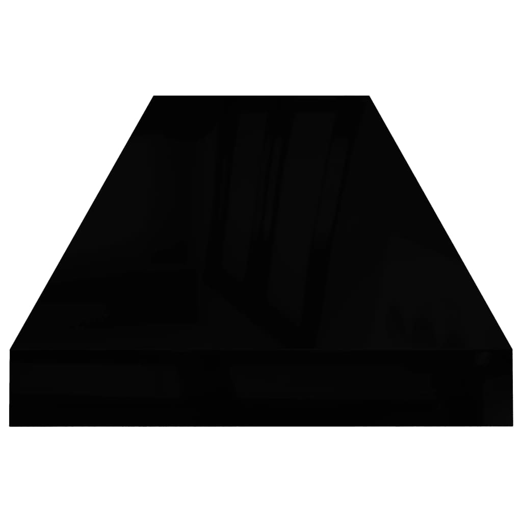 vidaXL 2 db magasfényű fekete MDF lebegő fali polc 90 x 23,5 x 3,8 cm