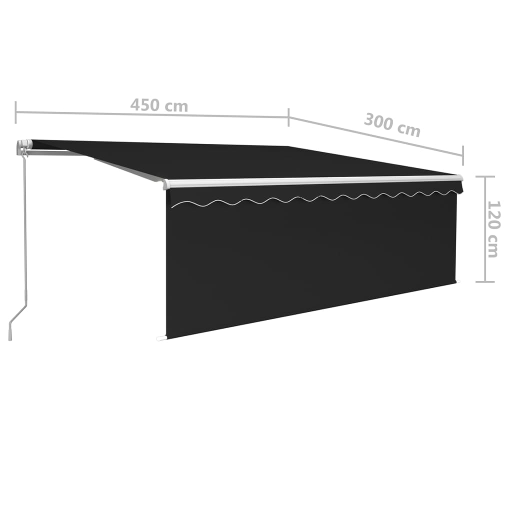 vidaXL antracitszürke kézzel kihúzható napellenző redőnnyel 4,5 x 3 m