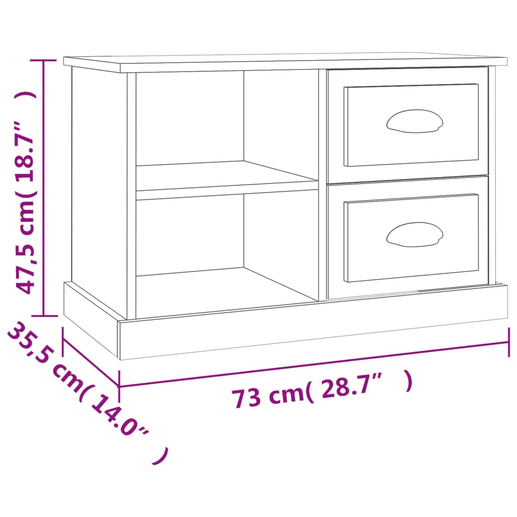 vidaXL szürke sonoma színű szerelt fa TV-szekrény 73x35,5x47,5 cm
