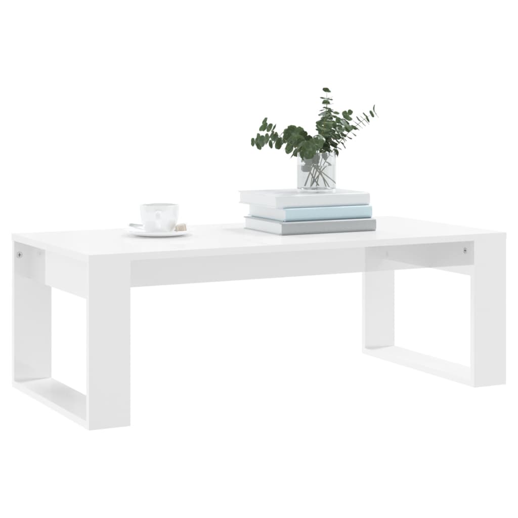 vidaXL magasfényű fehér szerelt fa dohányzóasztal 102x50x35 cm