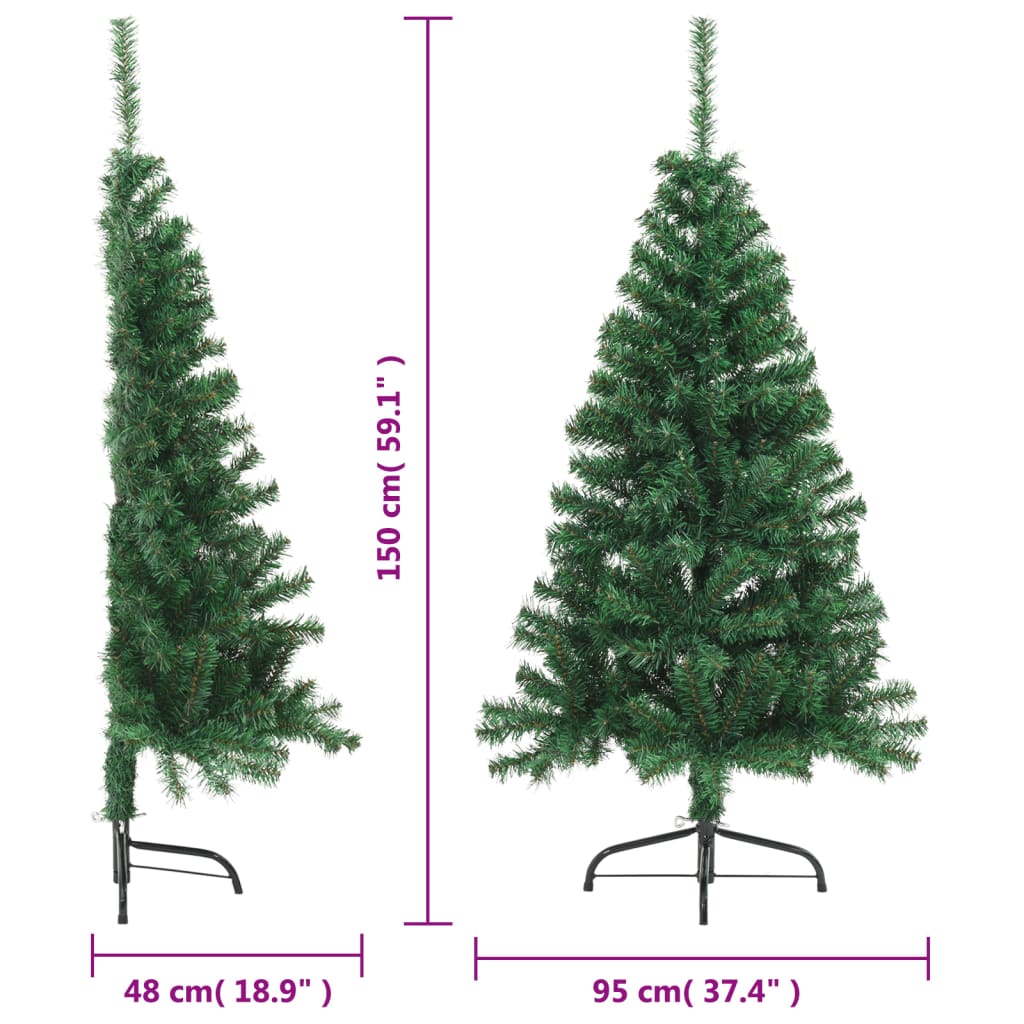 vidaXL zöld PVC fél műkarácsonyfa állvánnyal 150 cm