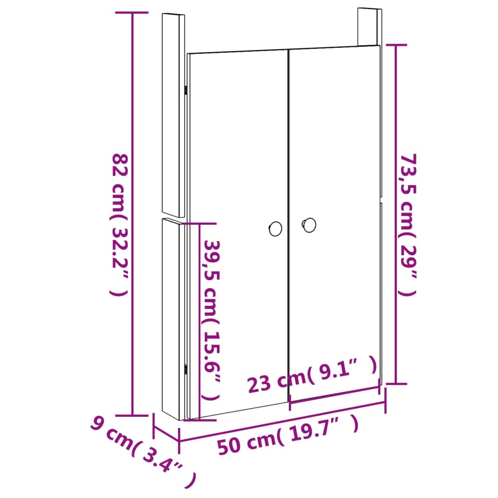 vidaXL tömör fenyőfa kültéri konyhaszekrény ajtó 50 x 9 x 82 cm