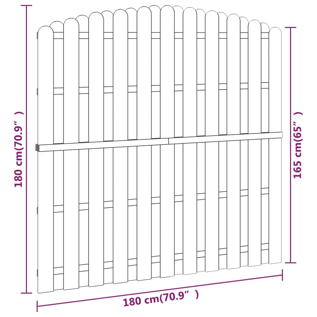 vidaXL impregnált fenyőfa kerítéspanel 180 x (165-180) cm