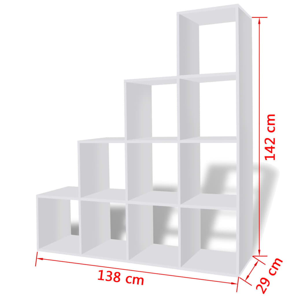 vidaXL fehér lépcsős könyvespolc/vitrines polc 142 cm