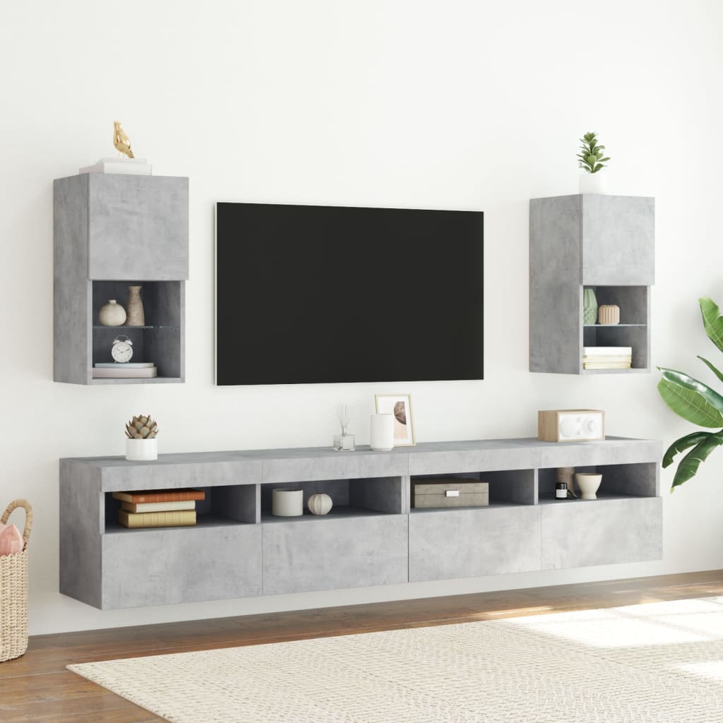 vidaXL betonszürke TV-szekrény LED-lámpákkal 30,5 x 30 x 60 cm